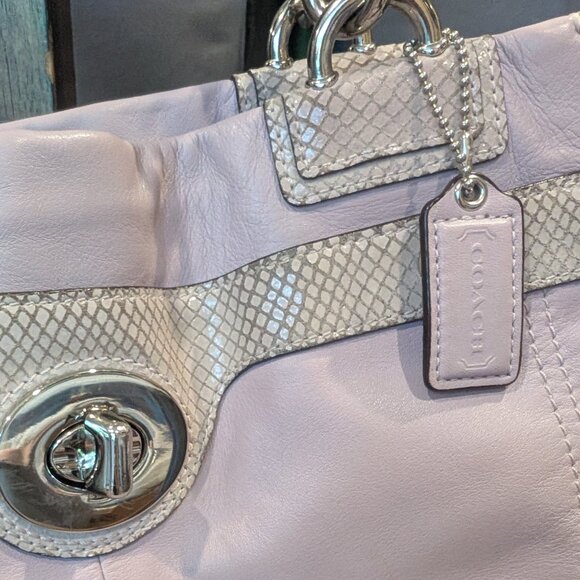 Coach Penelope Satchel Shoulder Bag – Lilac Leather w/ Exotic Trim - Picture 5 of 13